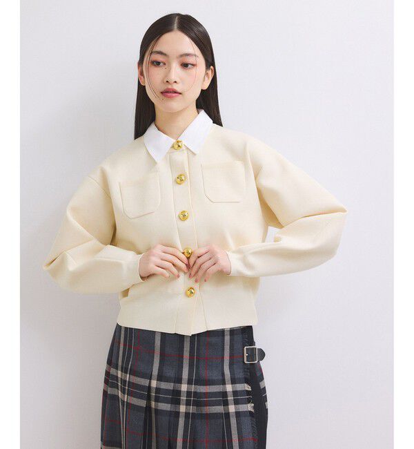 ADAM ET ROPE'「【WEB限定】・【サステナブル】カラー付きカーディガン」|カーディガン|