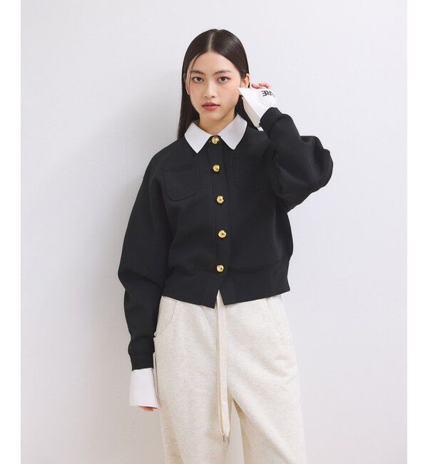 ADAM ET ROPE'「【WEB限定】・【サステナブル】カラー付きカーディガン」|カーディガン|