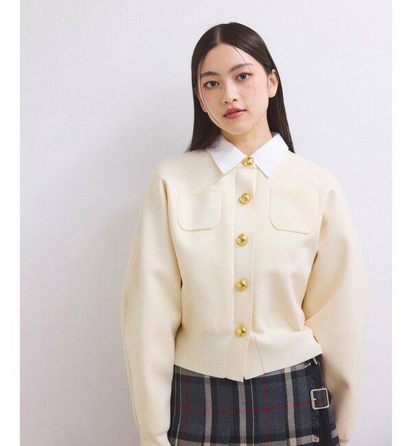 ADAM ET ROPE'「【WEB限定】・【サステナブル】カラー付きカーディガン」|カーディガン|