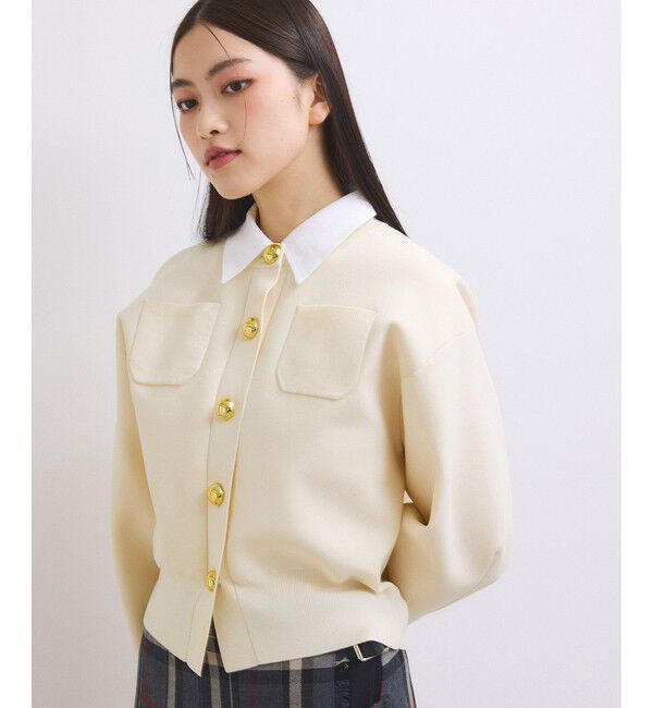 ADAM ET ROPE'「【WEB限定】・【サステナブル】カラー付きカーディガン」|カーディガン|