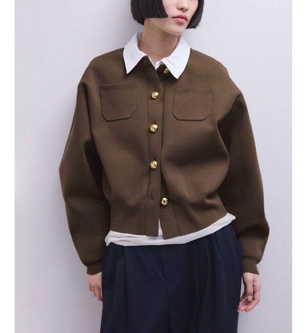 ADAM ET ROPE'「【WEB限定】・【サステナブル】カラー付きカーディガン」|カーディガン|