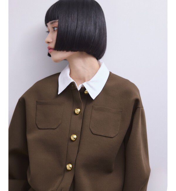 ADAM ET ROPE'「【WEB限定】・【サステナブル】カラー付きカーディガン」|カーディガン|