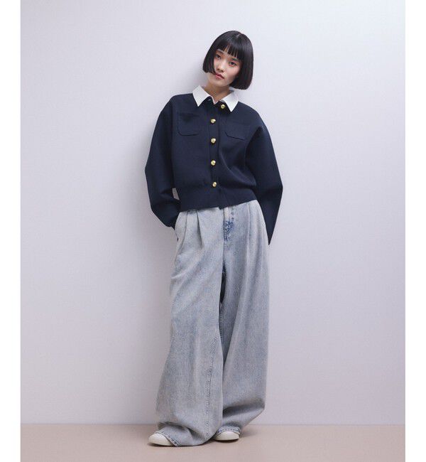 ADAM ET ROPE'「【WEB限定】・【サステナブル】カラー付きカーディガン」|カーディガン|