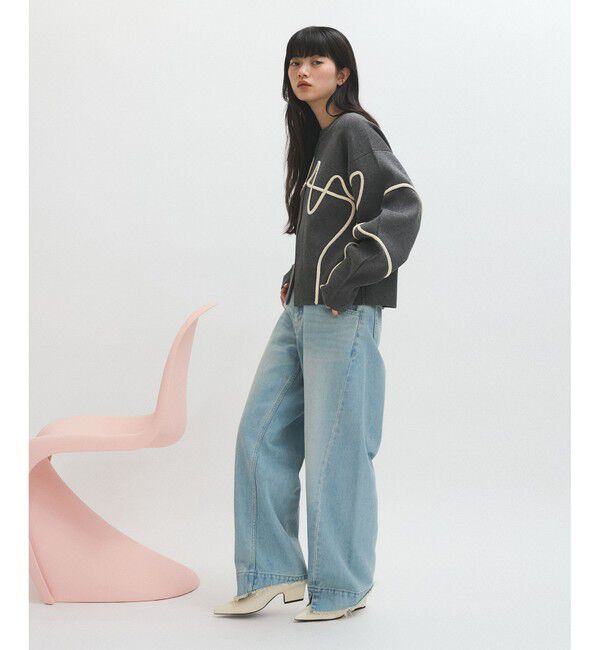 ADAM ET ROPE'「【サステナブル】ラインアートカーディガン」|カーディガン|