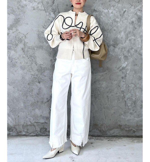 ADAM ET ROPE'「【サステナブル】ラインアートカーディガン」|カーディガン|