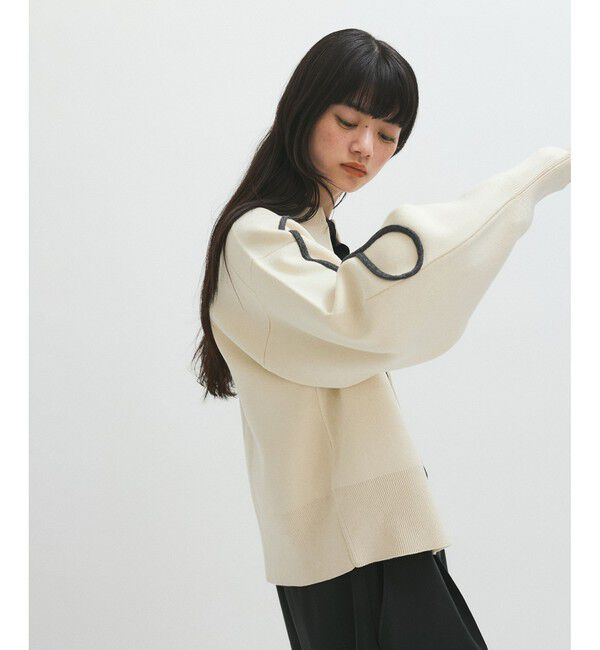 ADAM ET ROPE'「【サステナブル】ラインアートカーディガン」|カーディガン|