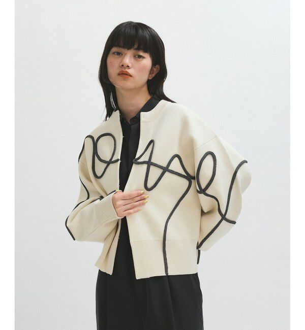 ADAM ET ROPE'「【サステナブル】ラインアートカーディガン」|カーディガン|