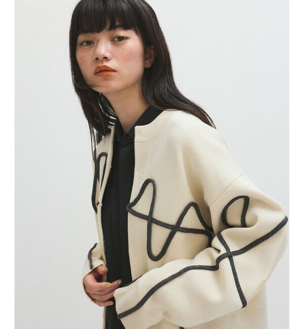 ADAM ET ROPE'「【サステナブル】ラインアートカーディガン」|カーディガン|