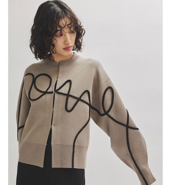 ADAM ET ROPE'「【サステナブル】ラインアートカーディガン」|カーディガン|ベージュ(27)