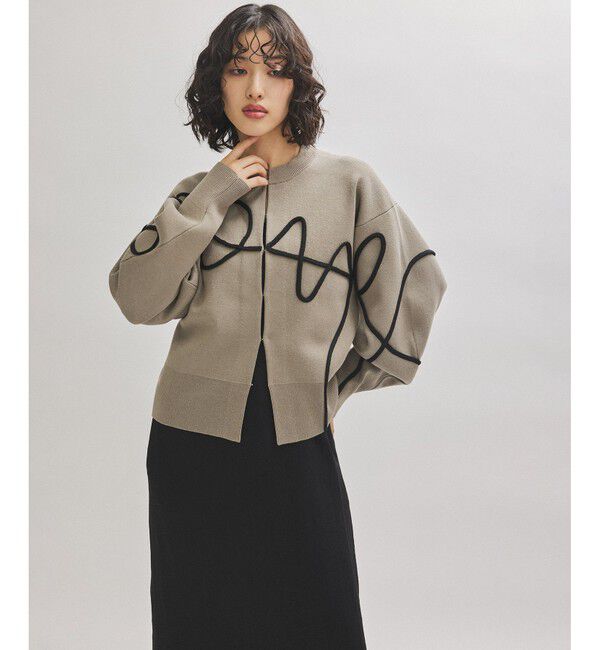 ADAM ET ROPE'「【サステナブル】ラインアートカーディガン」|カーディガン|