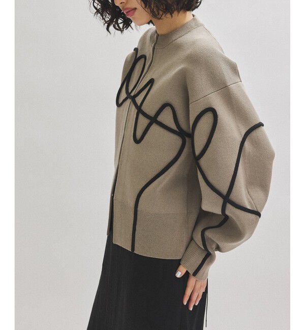 ADAM ET ROPE'「【サステナブル】ラインアートカーディガン」|カーディガン|