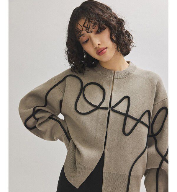 ADAM ET ROPE'「【サステナブル】ラインアートカーディガン」|カーディガン|