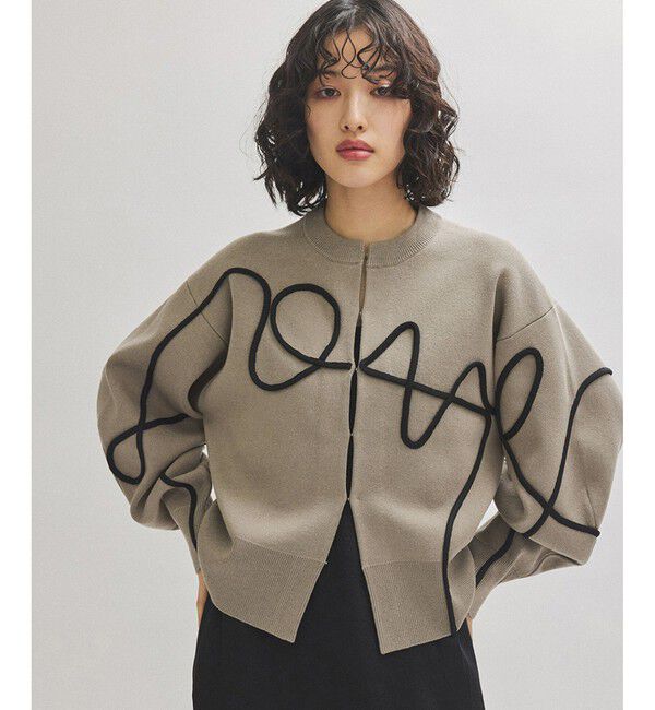 ADAM ET ROPE'「【サステナブル】ラインアートカーディガン」|カーディガン|