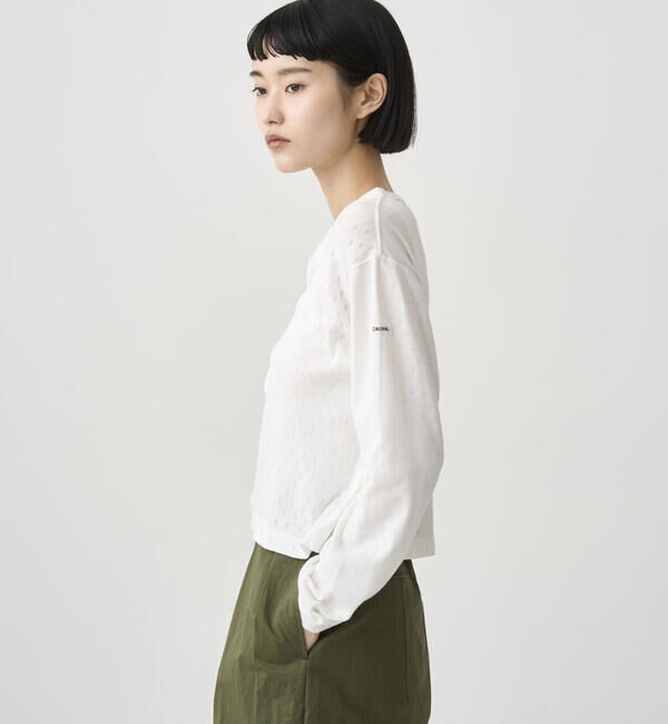 ORCIVAL「ORCIVAL | パターンメッシュ コットン クルーネックカーディガン WOMEN」|カーディガン|