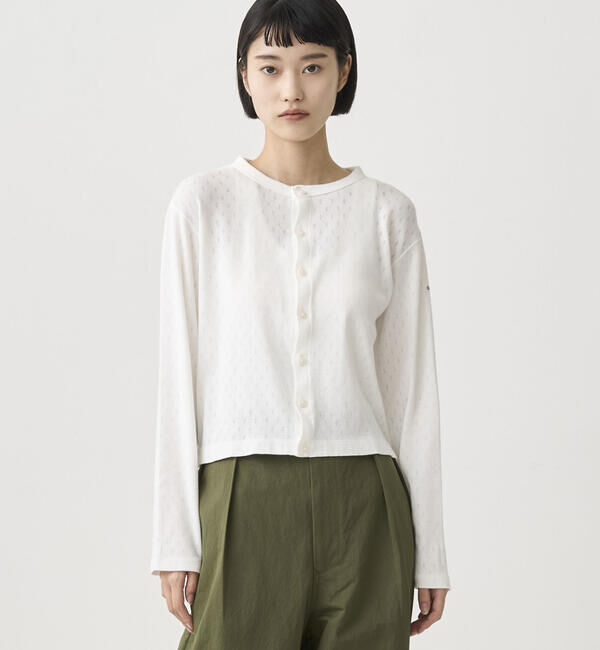 ORCIVAL「ORCIVAL | パターンメッシュ コットン クルーネックカーディガン WOMEN」|カーディガン|