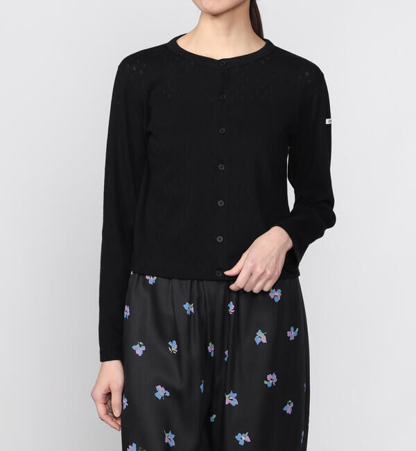 ORCIVAL「ORCIVAL | パターンメッシュ コットン クルーネックカーディガン WOMEN」|カーディガン|BLACK