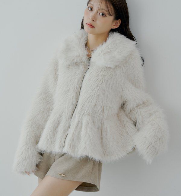  「【SALON by Chico】リバーシブルペプラムデザインミディコート」|その他|アイボリー