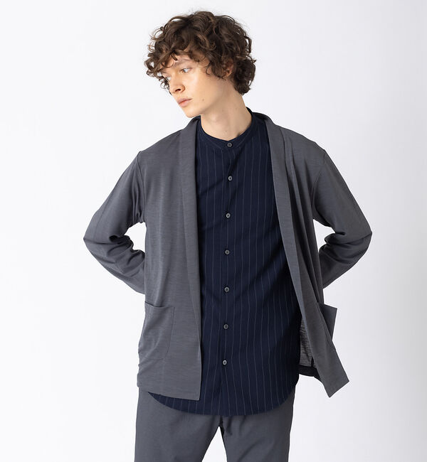 ABAHOUSE「鹿の子 ストレッチ ボタンレス カーディガン」|カーディガン|カーキ