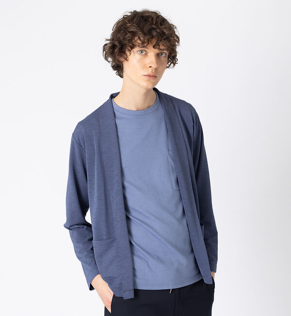 ABAHOUSE「鹿の子 ストレッチ ボタンレス カーディガン」|カーディガン|ブルーグレー