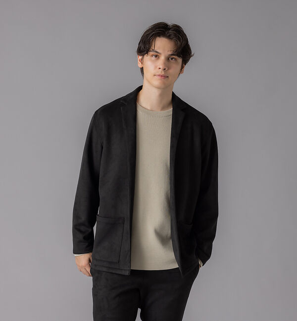 ABAHOUSE「【セットアップ対応】シルキー ネオスエード ボタンレスカーディガン / ジャケッ」|カーディガン|ネイビー