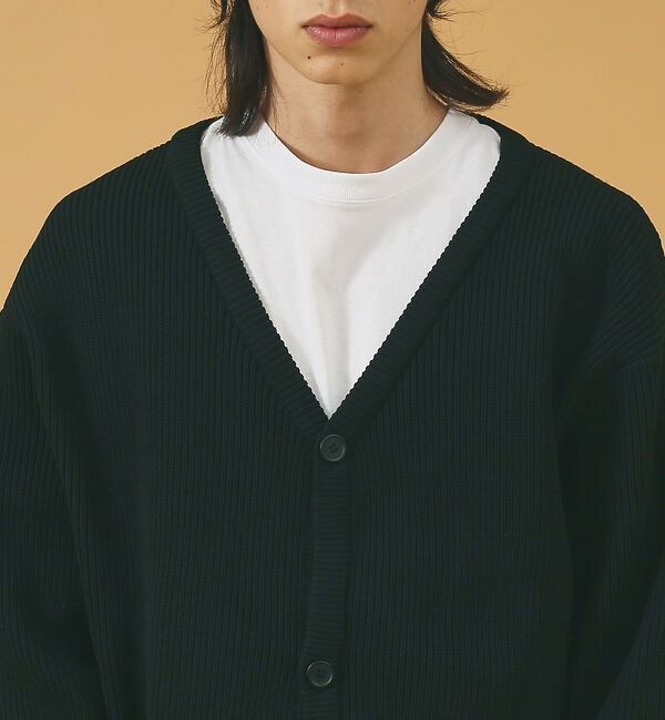 ABAHOUSE「ルーズシルエット ハイゲージ ポリ Vネック ニット カーディガン」|カーディガン|