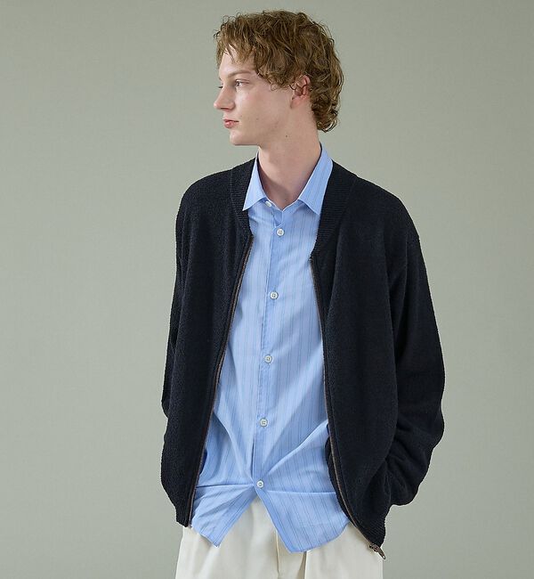 ABAHOUSE「コットンブークレー ダブルZIP ニットブルゾン / クルーカーディガン」|カーディガン|