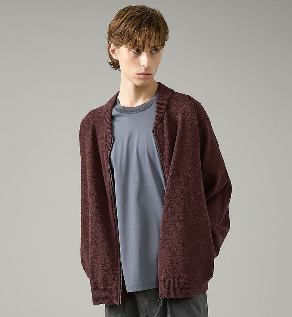 ABAHOUSE「コットンブークレー ダブルZIP ニットブルゾン / クルーカーディガン」|カーディガン|