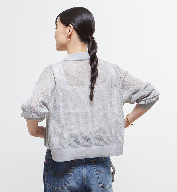 Soffitto「衿付きメッシュカーディガン」|カーディガン|