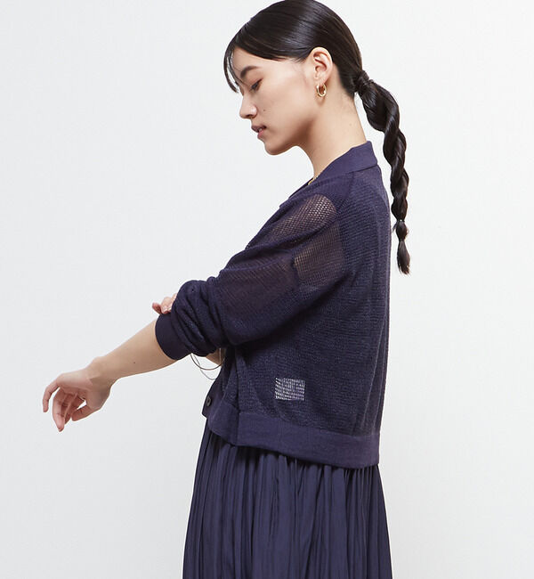 Soffitto「衿付きメッシュカーディガン」|カーディガン|