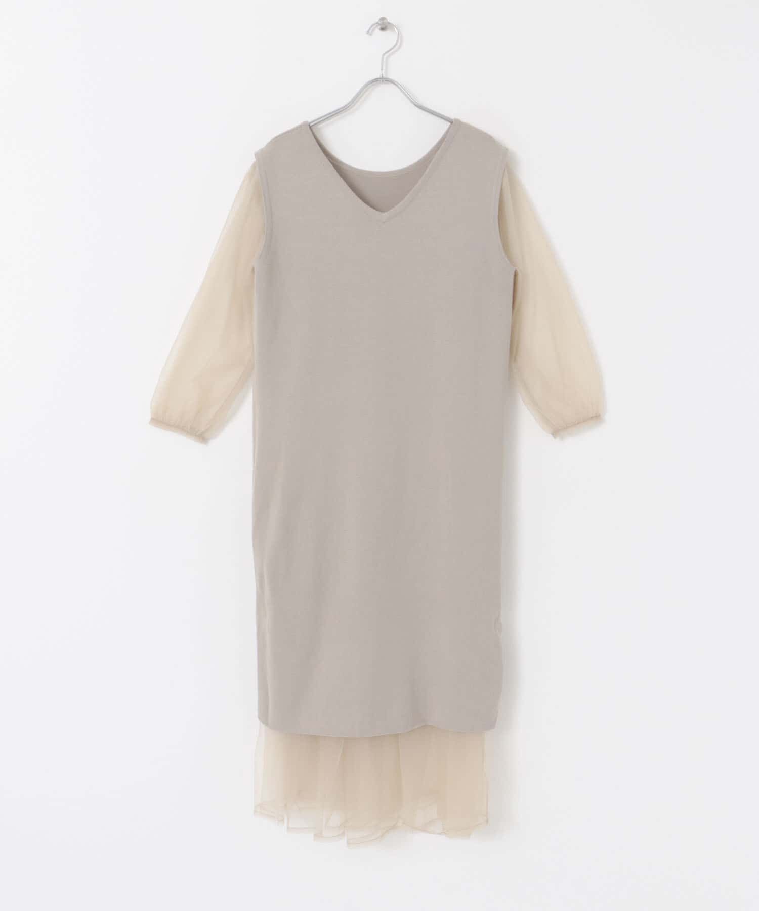 URBAN RESEARCH ROSSO「TORRAZZO DONNA　ニット&times;オーガンジーリバーシブルワンピース」|ワンピース|