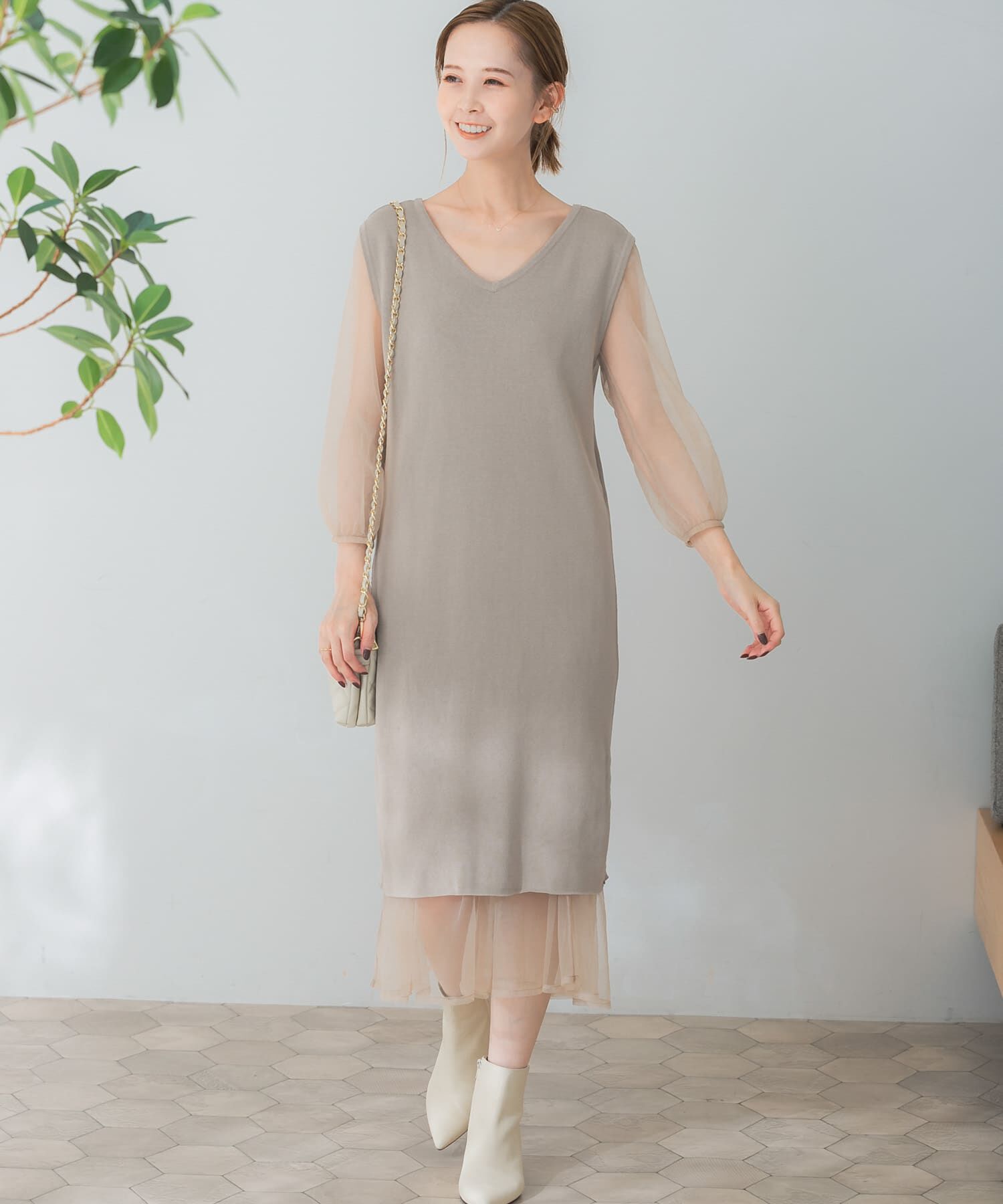 URBAN RESEARCH ROSSO「TORRAZZO DONNA　ニット&times;オーガンジーリバーシブルワンピース」|ワンピース|