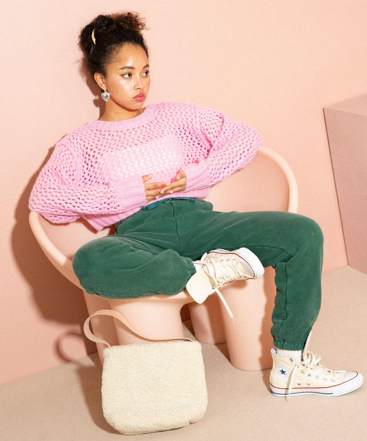 Sonny Label 「AyaKawasaki　メッシュショートカーディガン」|カーディガン|ピンク