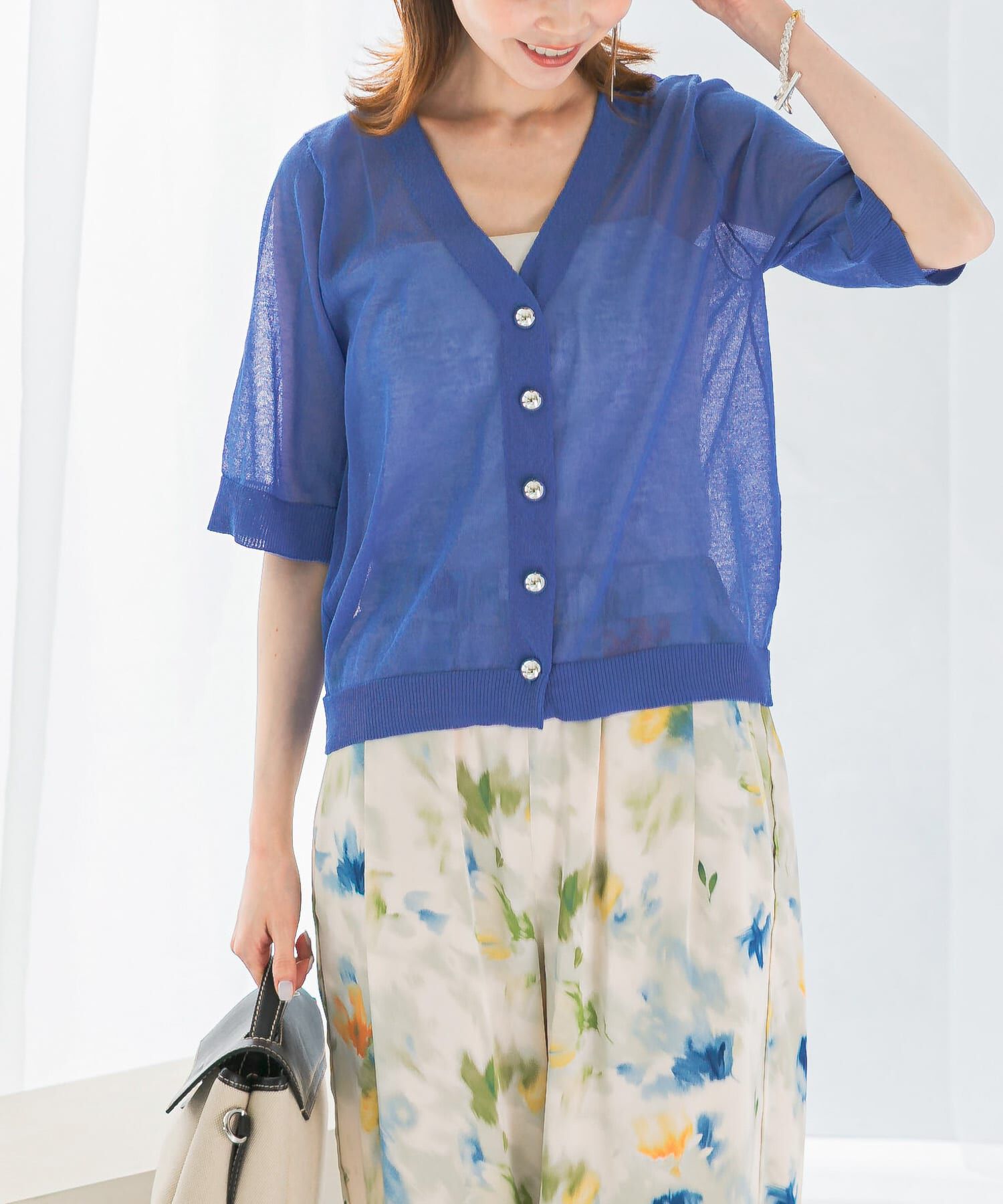 URBAN RESEARCH ROSSO「デザインボタンシアーカーディガン」|カーディガン|