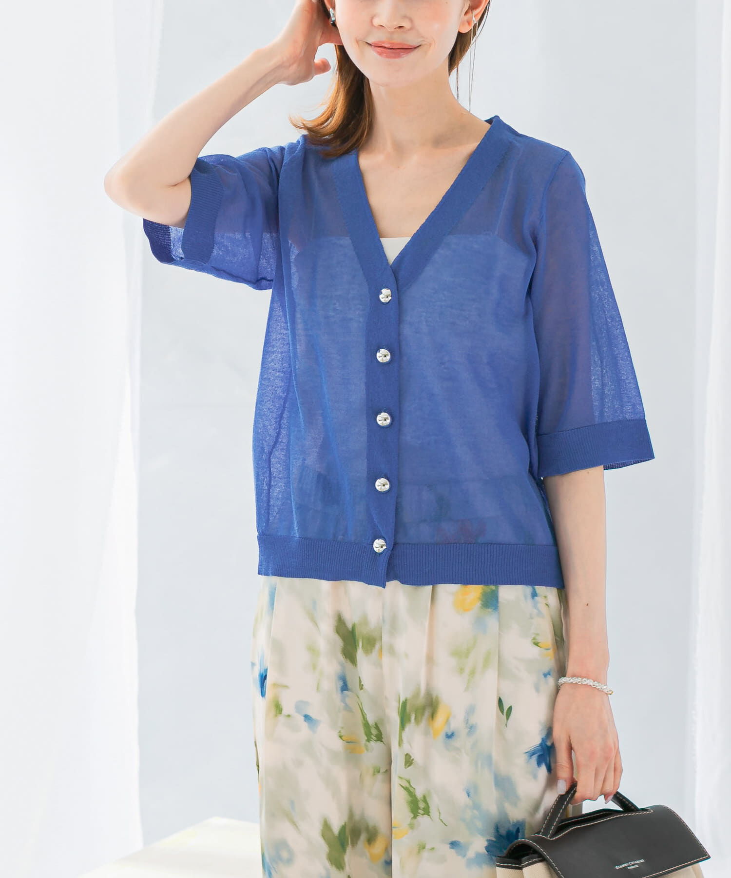 URBAN RESEARCH ROSSO「デザインボタンシアーカーディガン」|カーディガン|