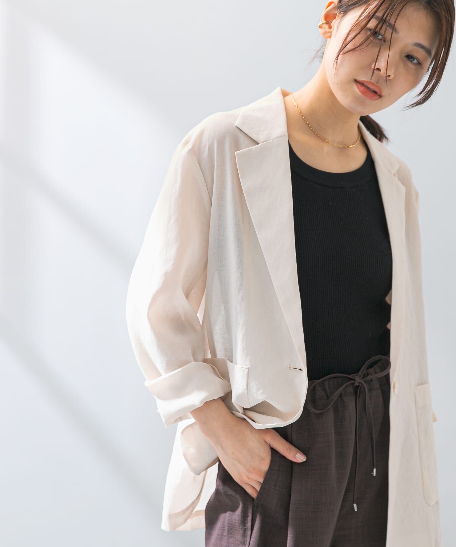 URBAN RESEARCH ROSSO「F by ROSSO　シアーシャツジャケット」|その他|ベージュ