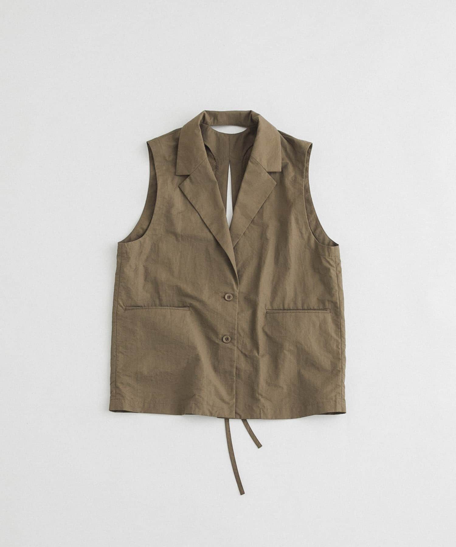 LAATO「no sleeve slit jacket」|ノーカラーコート|