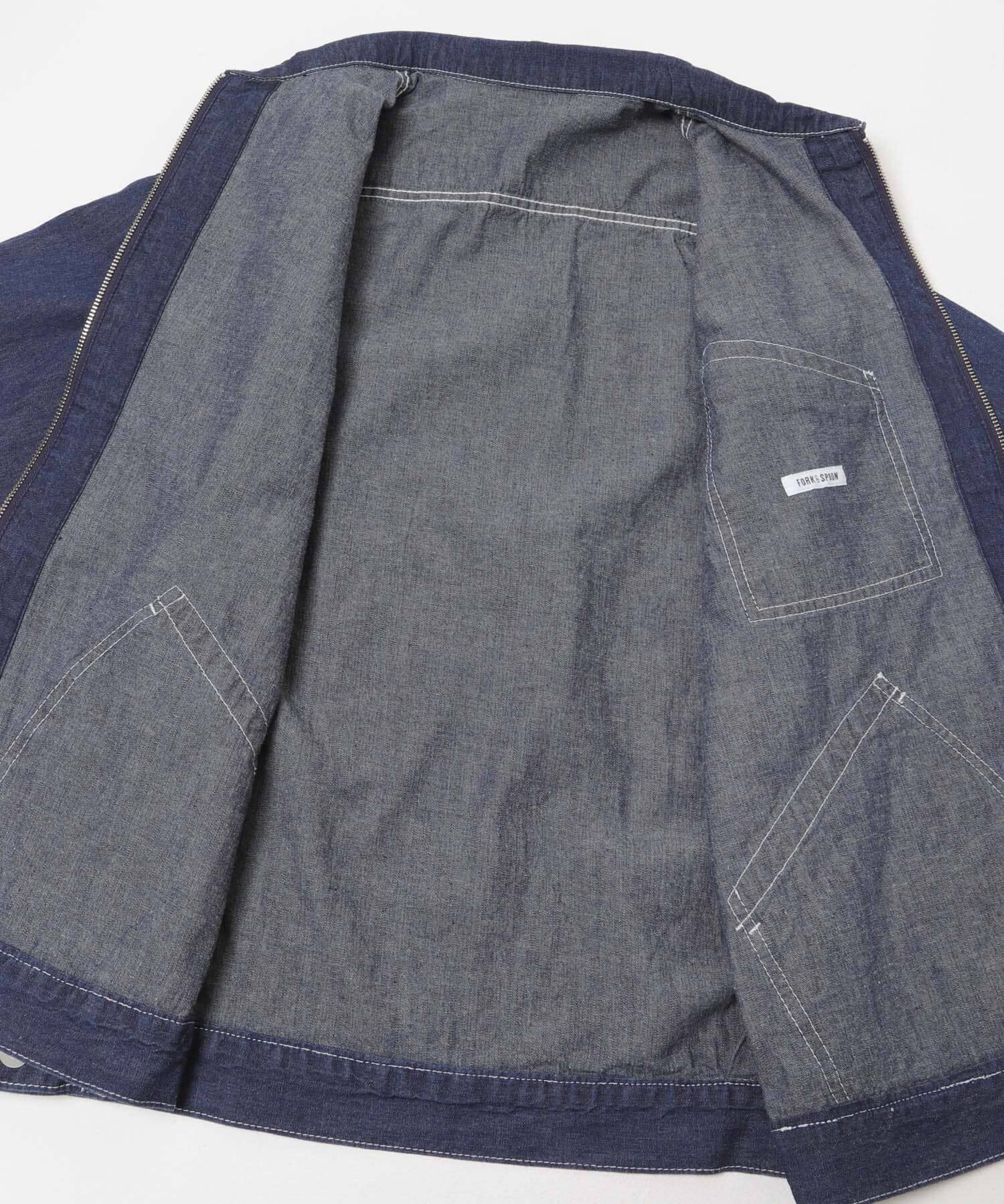 URBAN RESEARCH DOORS「FORK&SPOON　綿麻デニムジップブルゾン」|ブルゾン・スタジャン|