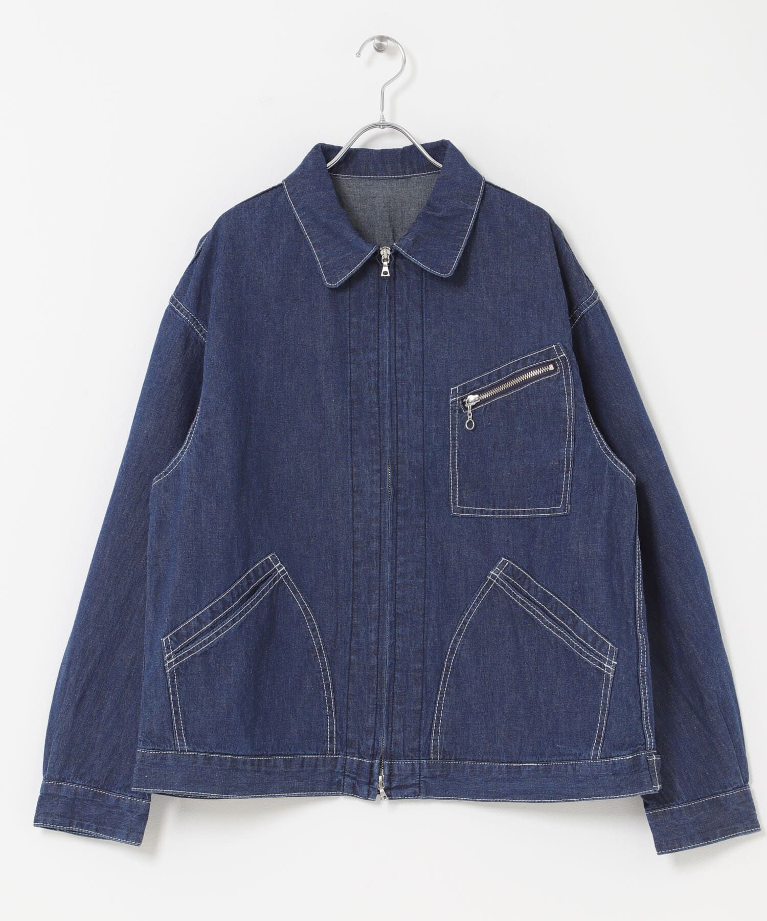 URBAN RESEARCH DOORS「FORK&SPOON　綿麻デニムジップブルゾン」|ブルゾン・スタジャン|