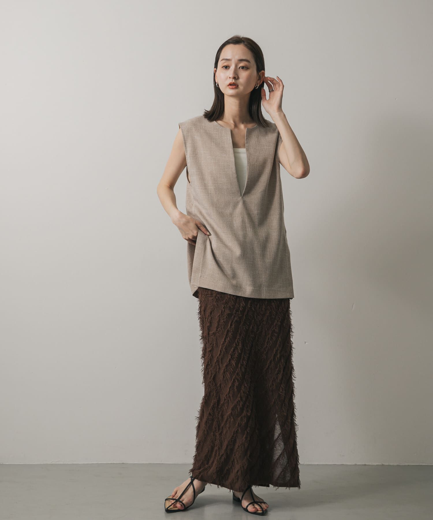 SENSE OF PLACE by URBAN RESEARCH「フリンジニットスカート」|スカート|