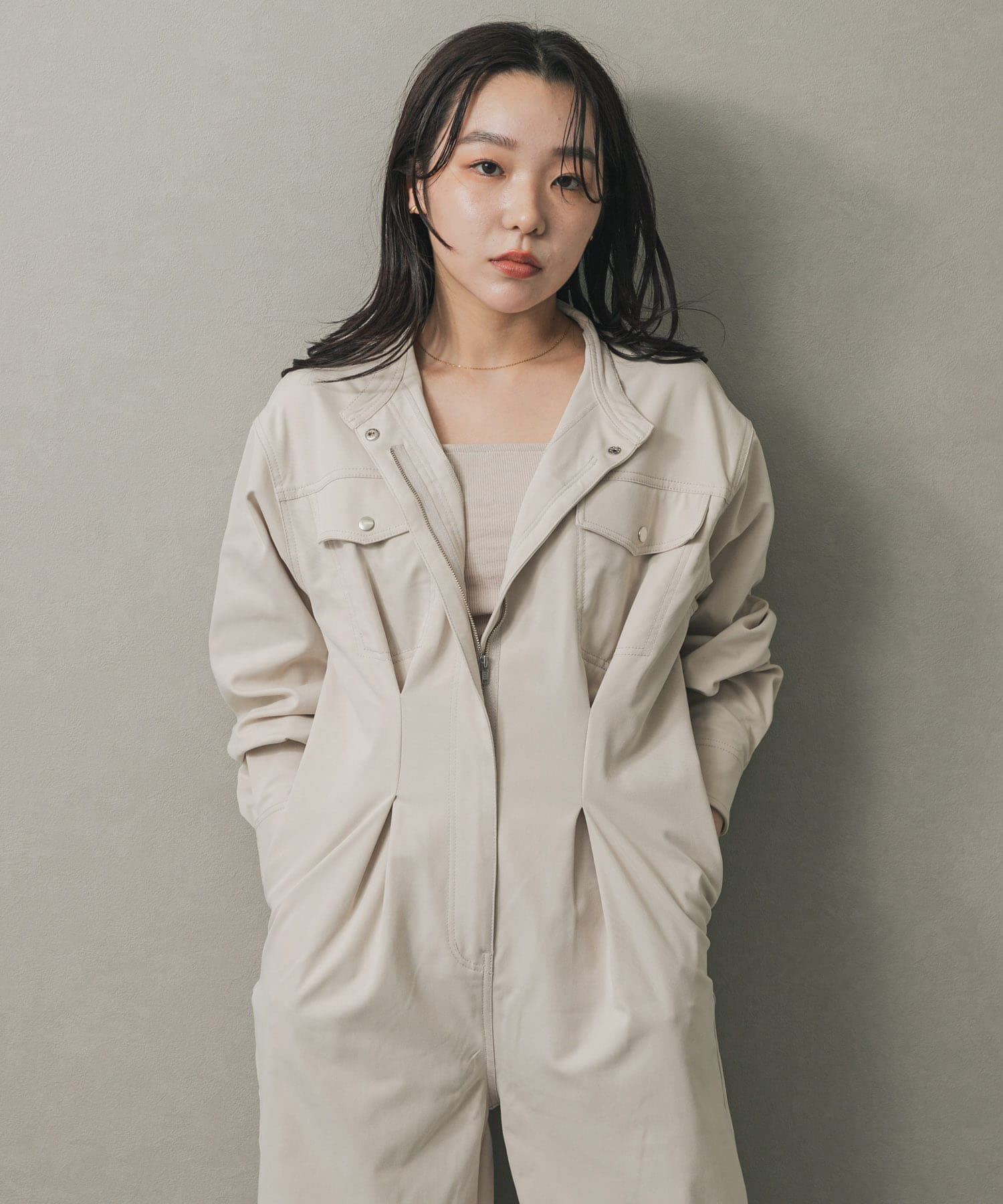 SENSE OF PLACE by URBAN RESEARCH「ノーカラーウエストタックジャンプスーツ」|ワンピース|