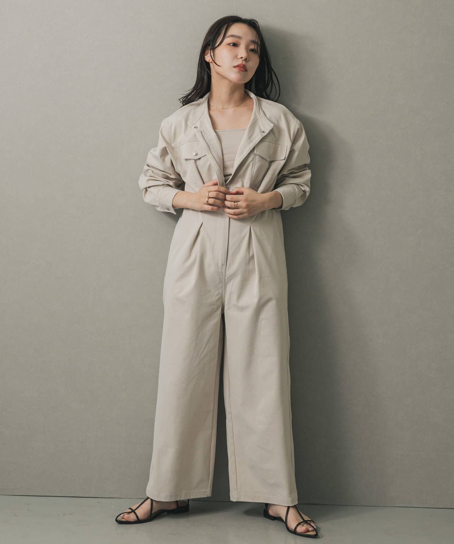 SENSE OF PLACE by URBAN RESEARCH「ノーカラーウエストタックジャンプスーツ」|ワンピース|