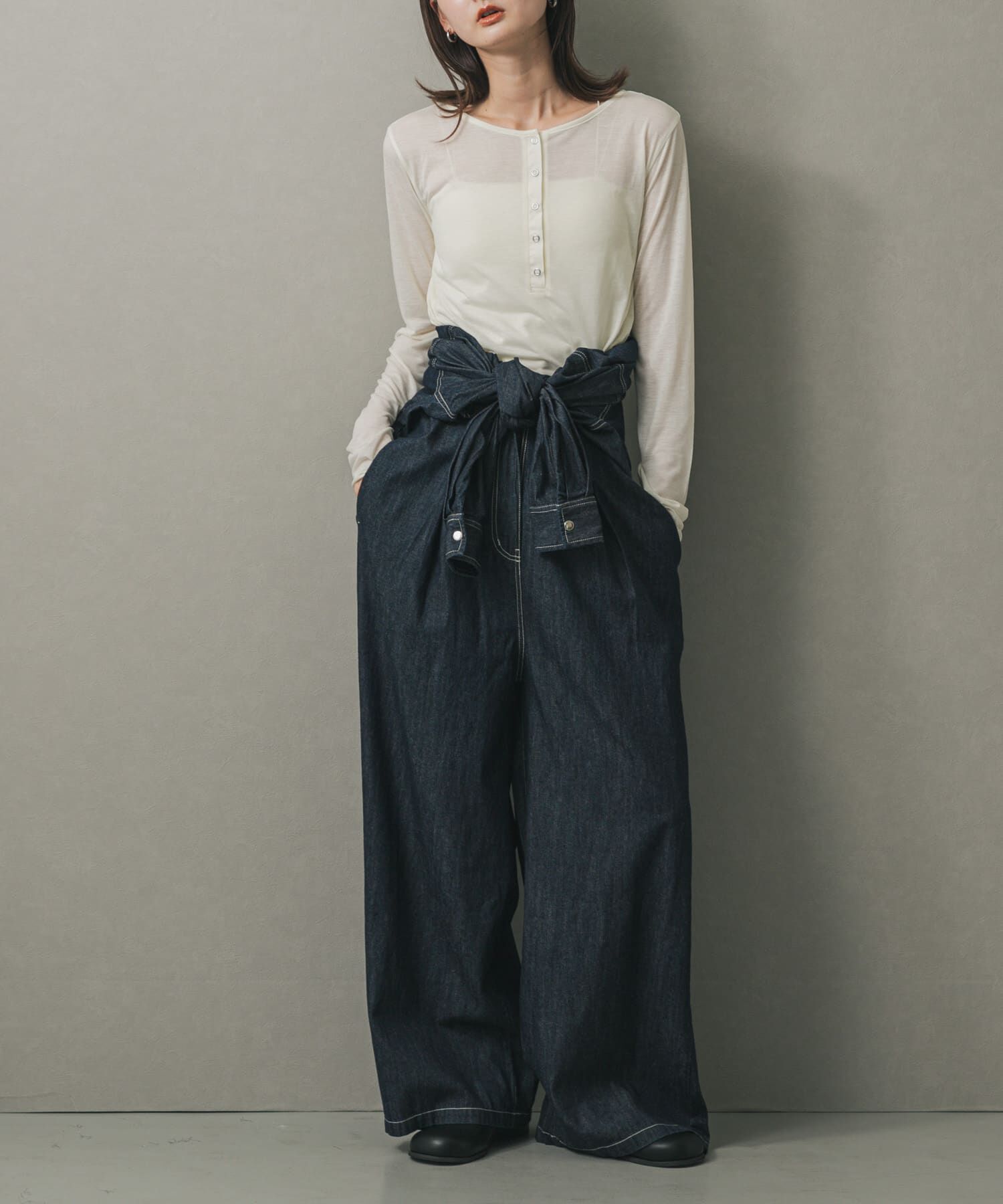 SENSE OF PLACE by URBAN RESEARCH「ノーカラーウエストタックジャンプスーツ」|ワンピース|ワンウォッシュ