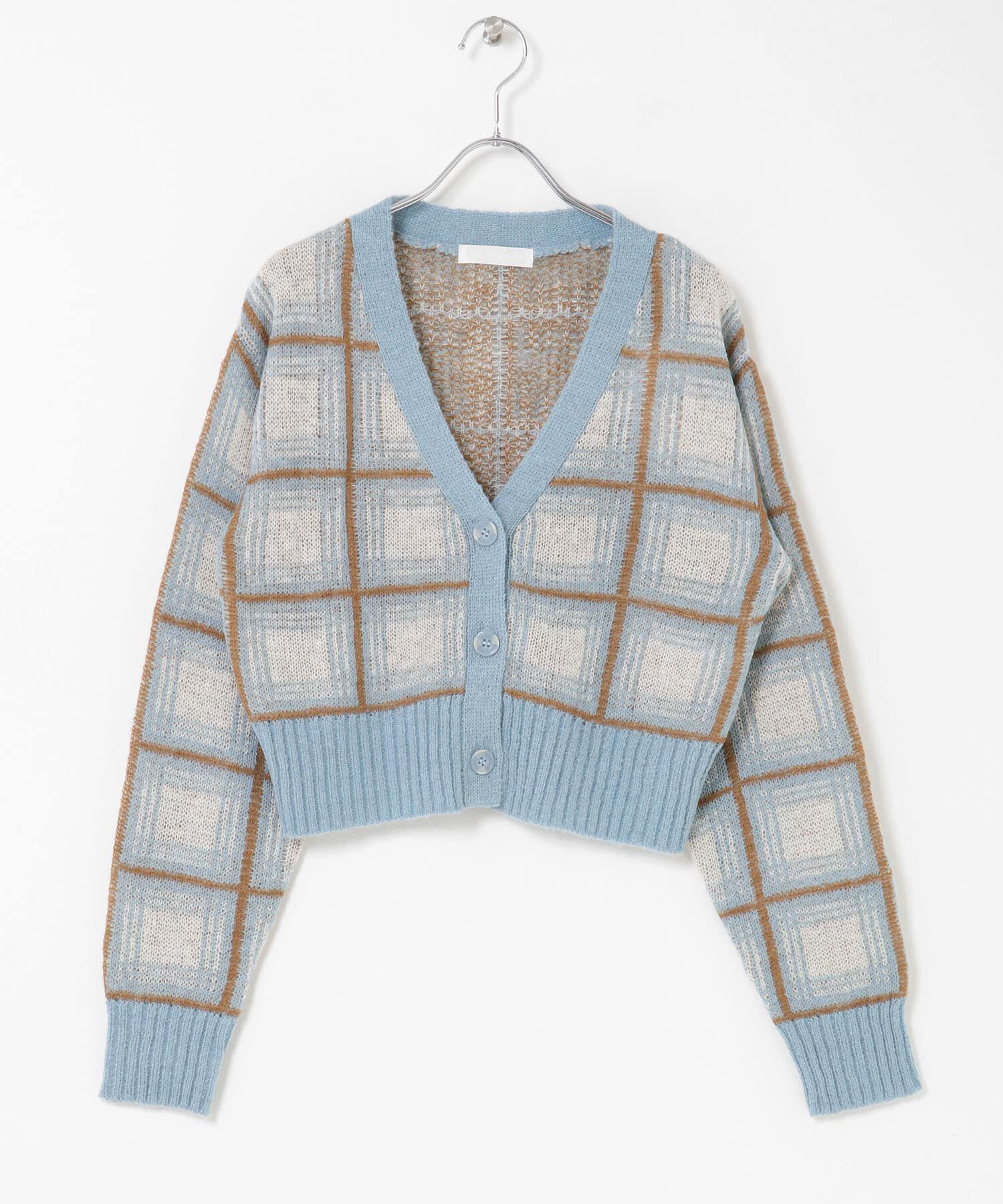 SENSE OF PLACE by URBAN RESEARCH「モヘアチェッククロップドカーディガン」|カーディガン|