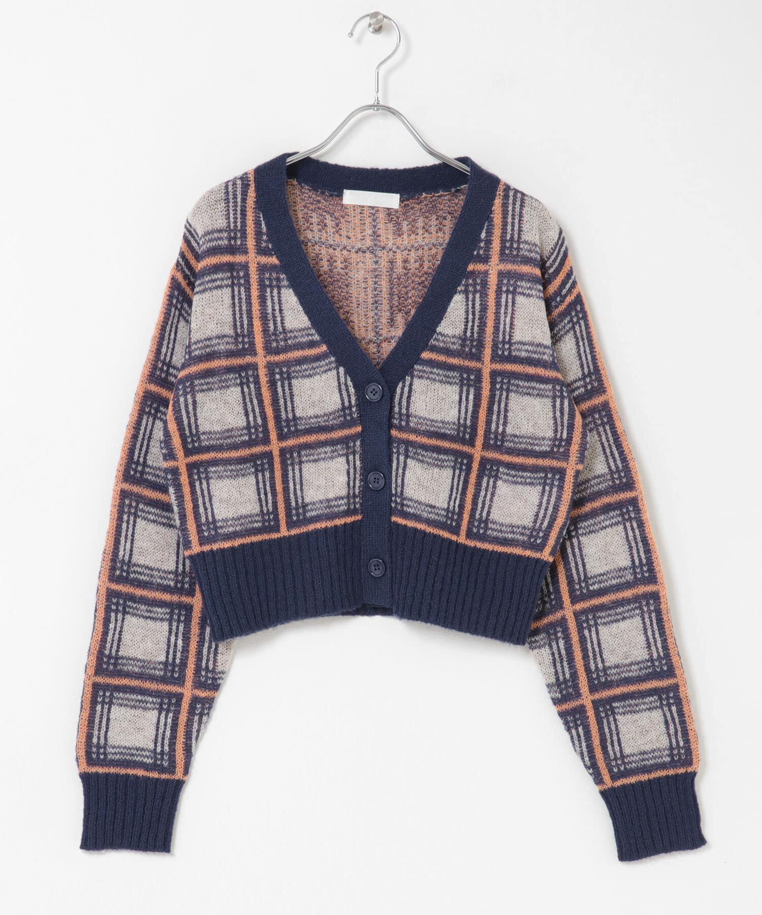 SENSE OF PLACE by URBAN RESEARCH「モヘアチェッククロップドカーディガン」|カーディガン|