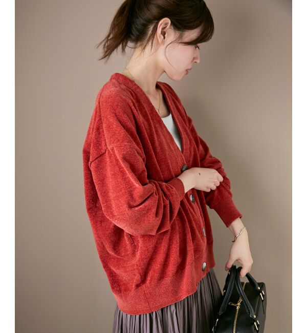  「モールヤーンVネックカーディガン」|カーディガン|