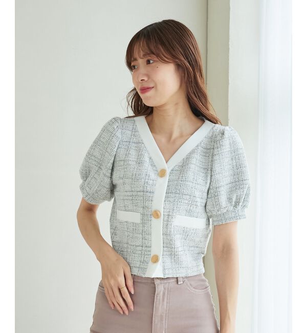 MAJESTICLEGON「カットツイードカーディガン」|カーディガン|