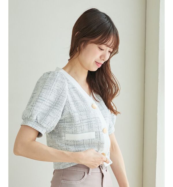 MAJESTICLEGON「カットツイードカーディガン」|カーディガン|