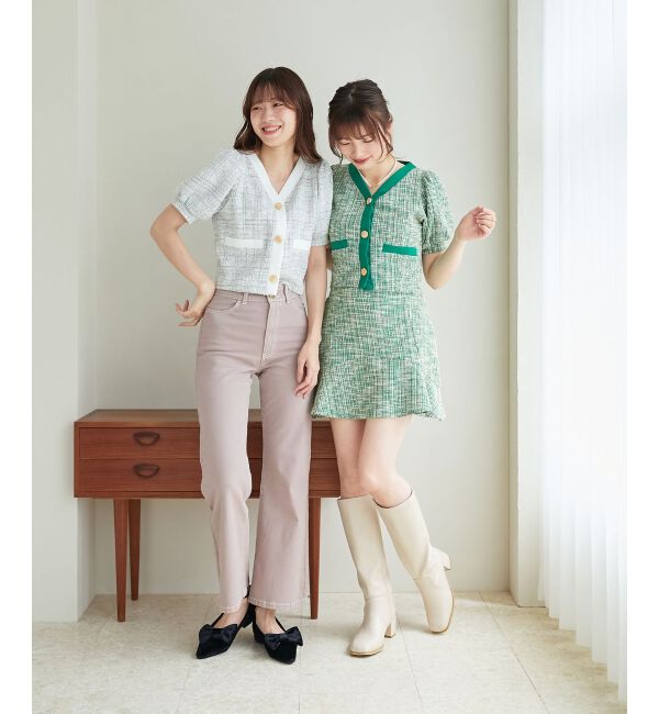 MAJESTICLEGON「カットツイードカーディガン」|カーディガン|