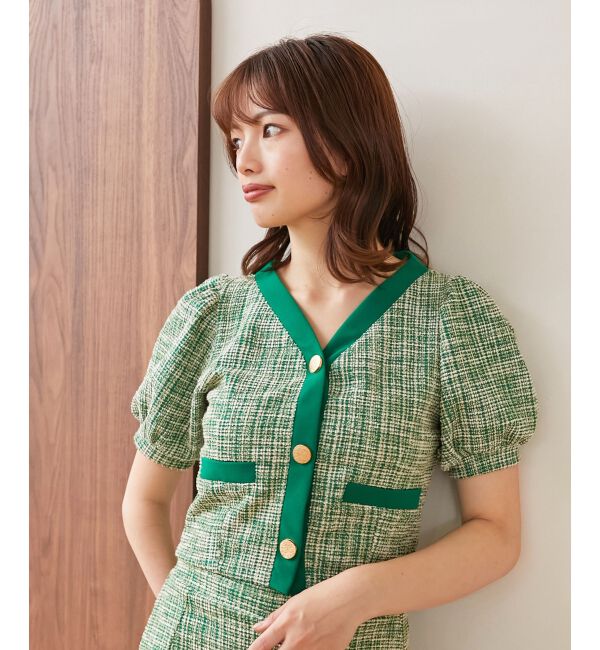 MAJESTICLEGON「カットツイードカーディガン」|カーディガン|