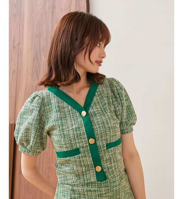 MAJESTICLEGON「カットツイードカーディガン」|カーディガン|